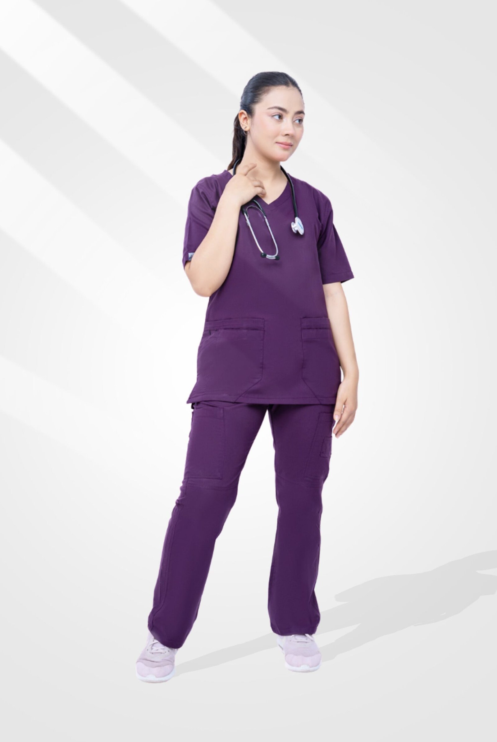 Classic Curve Purple Scrub Suit for Women by MK Scrub - Image 2