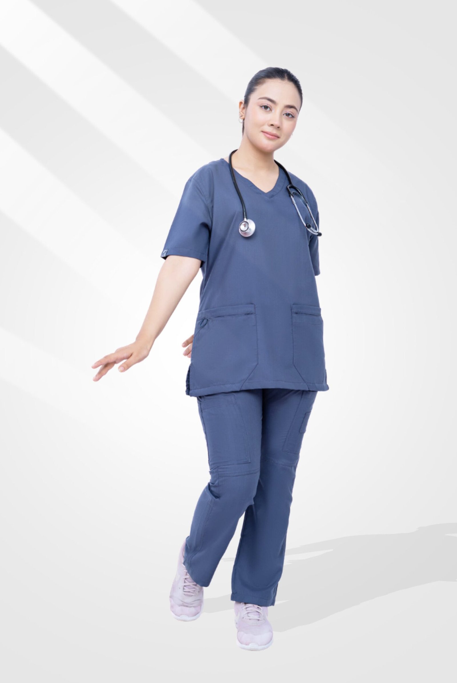 Classic Curv Steel Grey Scrub Suit for Women by MK Scrub - Image 6