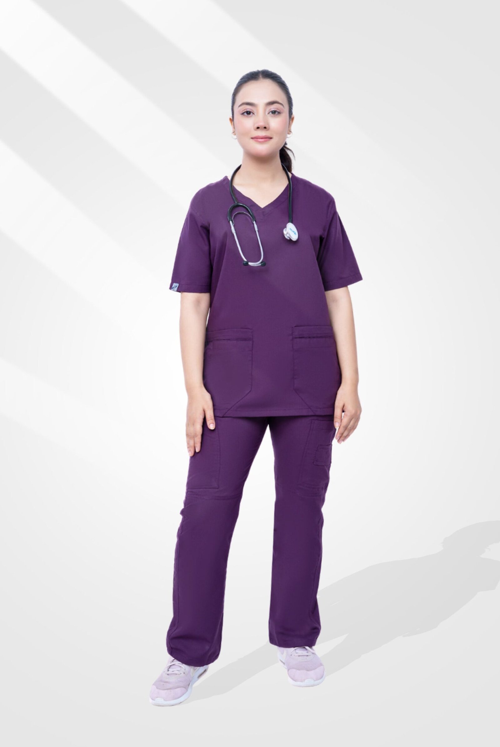 Classic Curve Purple Scrub Suit for Women by MK Scrub